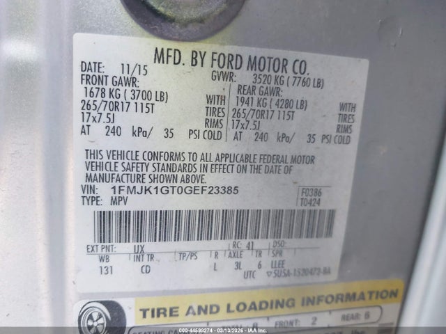 1FMJK1GT0GEF23385 Ford Expedition El Xl