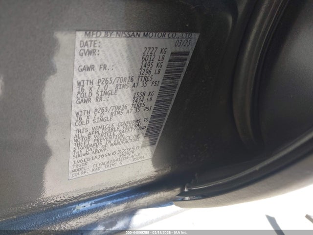Продаж на аукціоні авто 2025 Nissan Frontier S 4x2, vin: 1N6ED1EJ6SN637950, номер лоту: 44599288