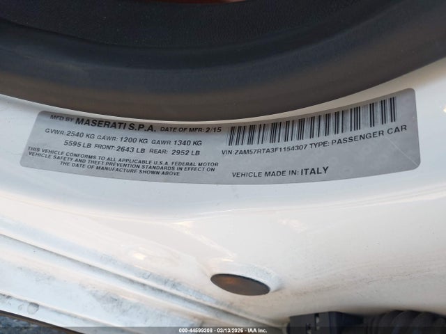 Maserati Ghibli S Q4 2015 ZAM57RTA3F1154307 Image 9