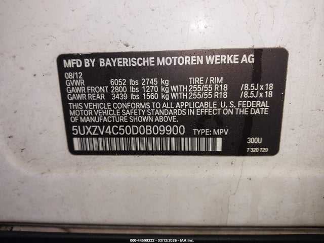 Aukcja sprzedaży 2013 Bmw X5 Xdrive35i/xdrive35i Premium/xdrive35i Sport Activity, vin: 5UXZV4C50D0B09900, numer aukcji: 44599322