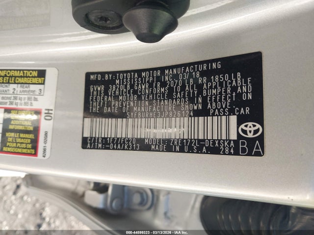 Toyota COROLLA SE 2018 5YFBURHE3JP826124 Image 9