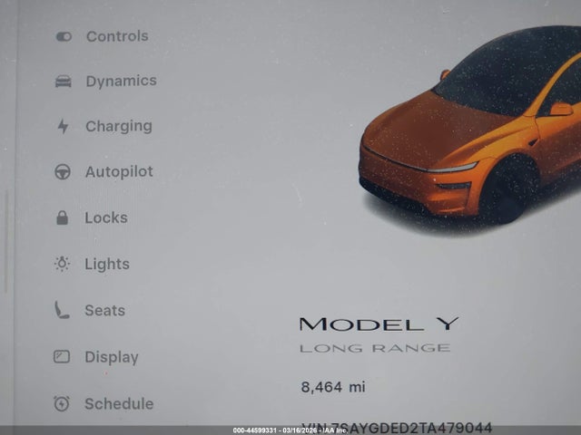 Продажа на аукционе авто 2026 Tesla Model Y Premium Rear-wheel Drive/standard Rear-wheel Drive, vin: 7SAYGDED2TA479044, номер лота: 44599331