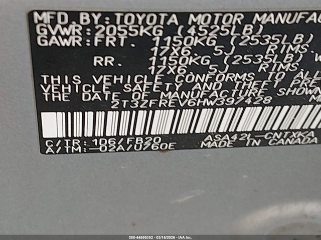 Toyota RAV4 LE 2017 2T3ZFREV6HW397428 Image 9