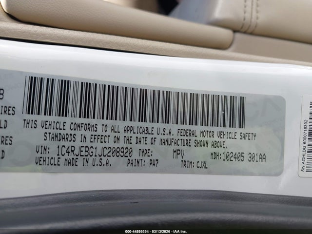 1C4RJEBG1JC208920 Jeep Grand Cherokee Limited 4x2