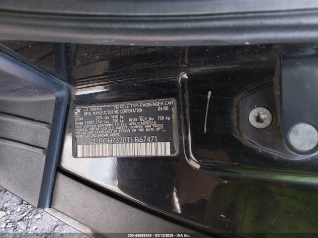 1996 Bmw Z3 1.9 მანქანა იყიდება აუქციონზე, vin: 4USCH7320TLB67471, აუქციონის ნომერი: 44599395