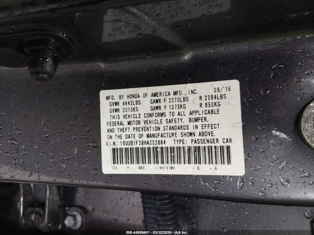 Aukcja sprzedaży 2017 Acura Tlx, vin: 19UUB1F38HA003884, numer aukcji: 44599481