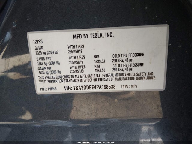 2023 TESLA MODEL Y 7SAYGDEE4PA198538 Photo 8