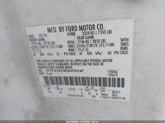 Ford F-150 Xl 2014 1FTFX1EF8EKD70147 Image 9