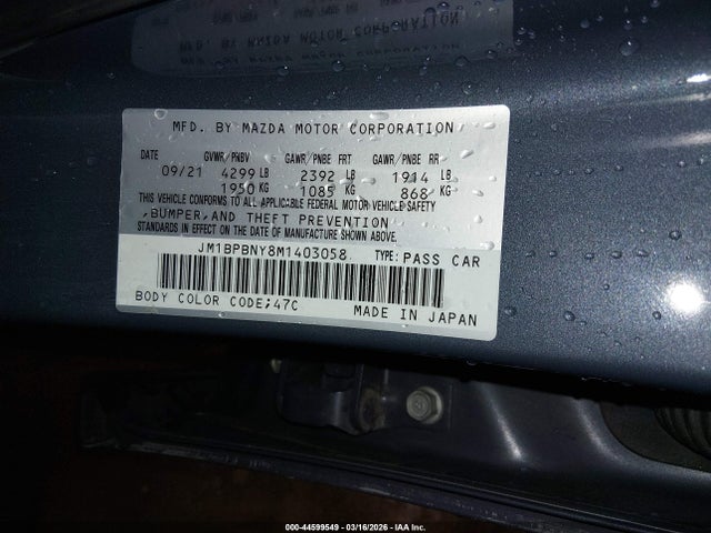 Продажа на аукционе авто 2021 Mazda Mazda3 2.5 Turbo Premium Plus, vin: JM1BPBNY8M1403058, номер лота: 44599549