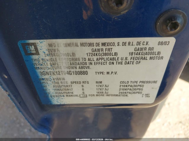 2004 CHEVROLET AVALANCHE 1500 3GNEK12T94G100880 Photo 8