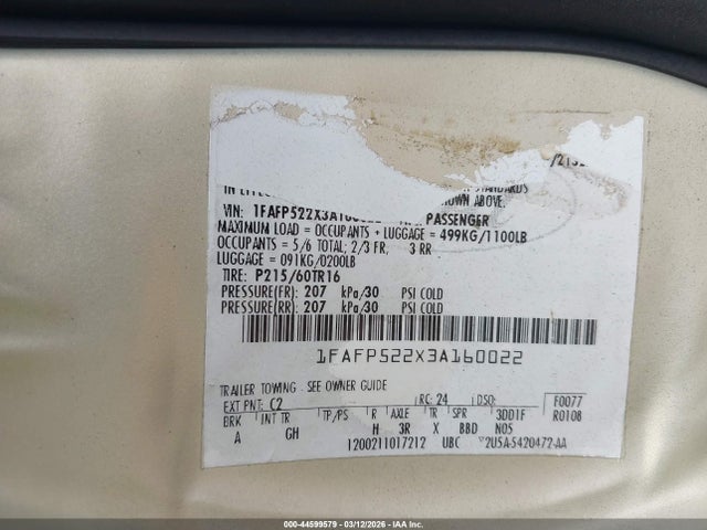 2003 FORD TAURUS 1FAFP522X3A160022 Photo 8