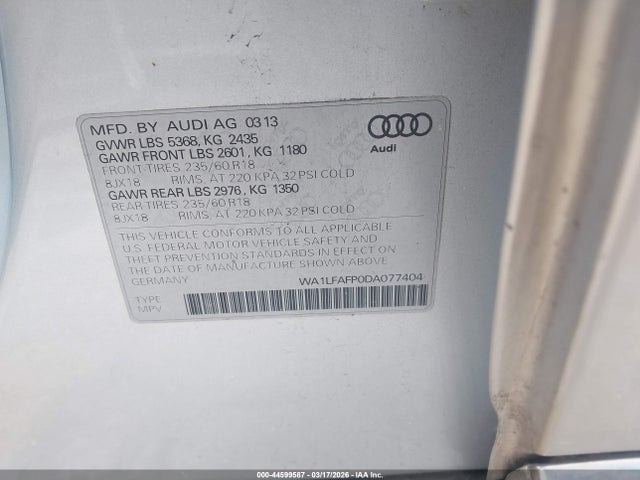 2013 AUDI Q5 WA1LFAFP0DA077404 Photo 8