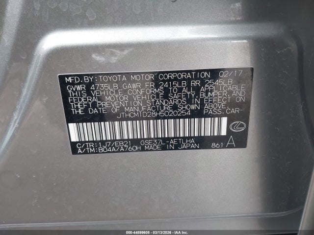 Продаж на аукціоні авто 2017 Lexus Is 300, vin: JTHCM1D28H5020254, номер лоту: 44599608
