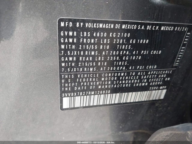 2024 VOLKSWAGEN TAOS 3VV8X7B27RM126938 Photo 8