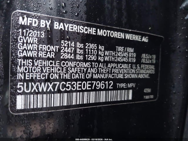 Aukcja sprzedaży 2014 Bmw X3 Xdrive35i, vin: 5UXWX7C53E0E79612, numer aukcji: 44599829