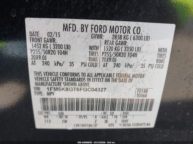 2015 FORD EXPLORER 1FM5K8GT6FGC04327 Photo 8