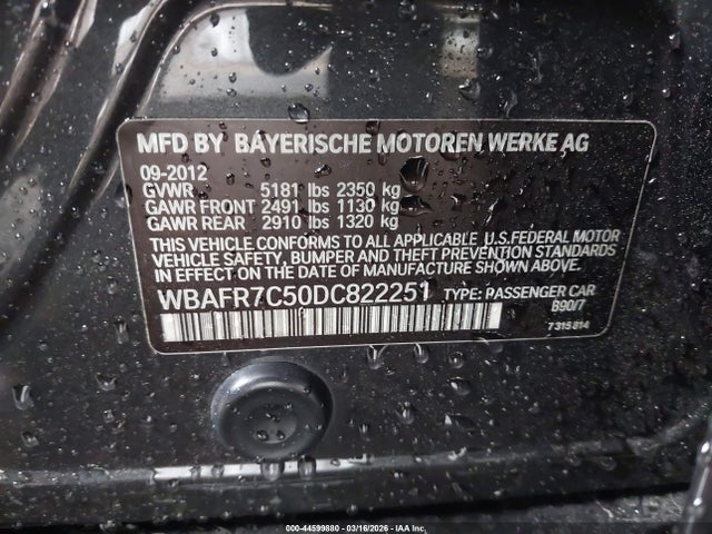 Продажа на аукционе авто 2013 Bmw 535i, vin: WBAFR7C50DC822251, номер лота: 44599880