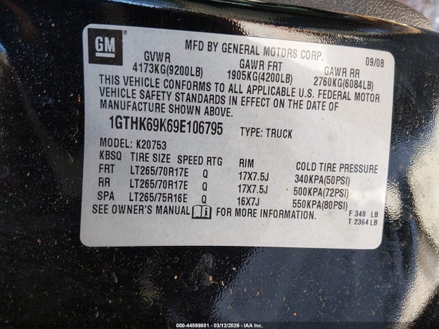 Aukcja sprzedaży 2009 Gmc Sierra 2500hd Slt, vin: 1GTHK69K69E106795, numer aukcji: 44599881