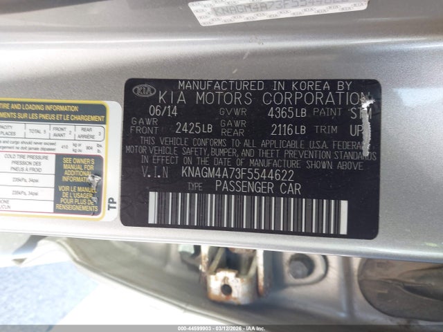 KIA Optima Lx 2015 KNAGM4A73F5544622 Image 9