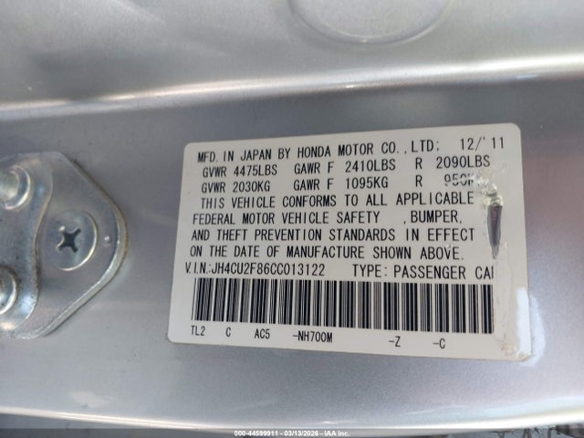 Продажа на аукционе авто 2012 Acura Tsx 2.4, vin: JH4CU2F86CC013122, номер лота: 44599911
