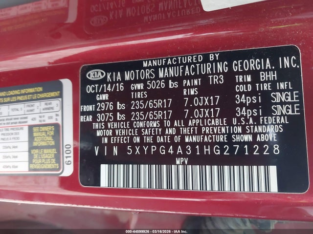 2017 KIA SORENTO 5XYPG4A31HG271228 Photo 8