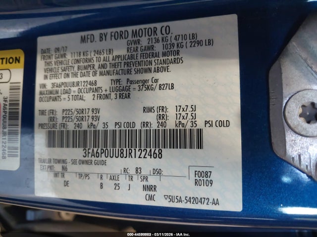 Ford Fusion Hybrid S 2018 3FA6P0UU8JR122468 Image 9