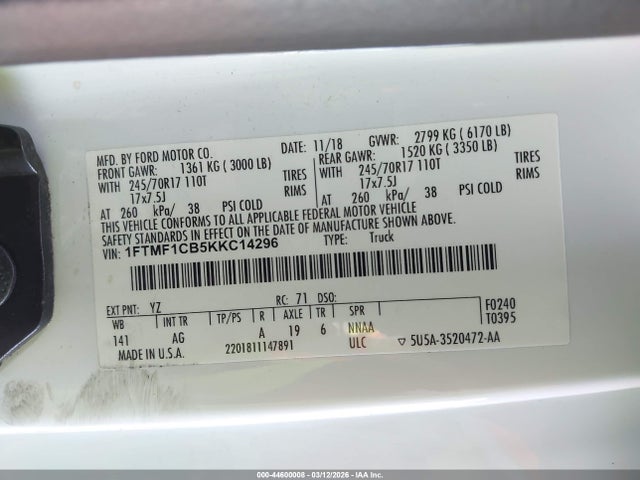 Ford F-150 Xl 2019 1FTMF1CB5KKC14296 Image 9