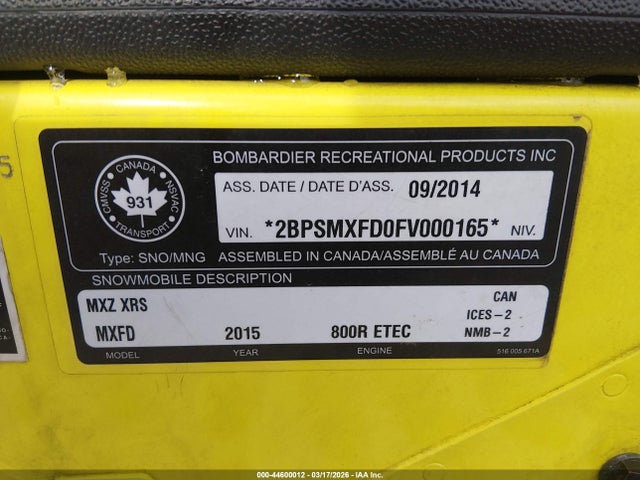 Ski-Doo Mx Zx Xrs 2015 2BPSMXFD0FV000165 Image 9