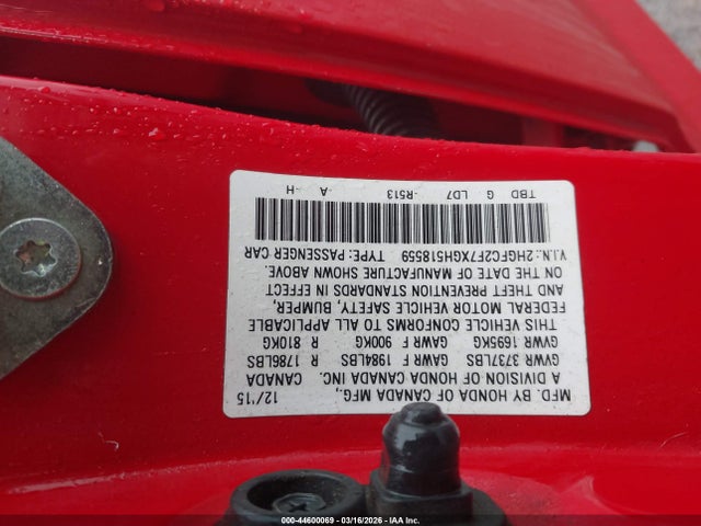 Honda CIVIC EX 2016 2HGFC2F7XGH518559 Image 9