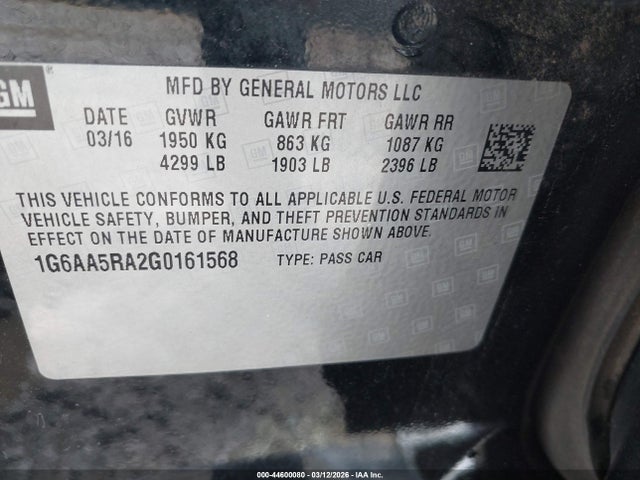 1G6AA5RA2G0161568 Cadillac Ats Standard