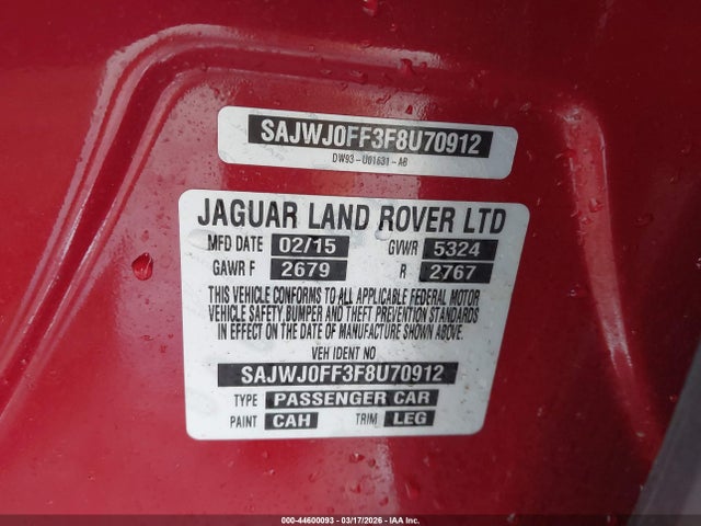 2015 JAGUAR XF SAJWJ0FF3F8U70912 Photo 8