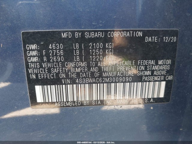 4S3BWAC62M3009090 Subaru Legacy Premium