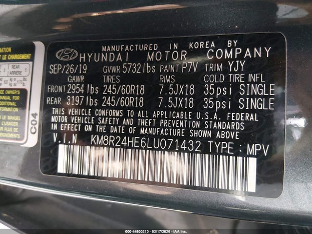 2020 HYUNDAI PALISADE KM8R24HE6LU071432 Photo 8