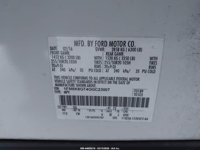 1FM5K8GT4GGC23007 Ford EXPLORER SPORT