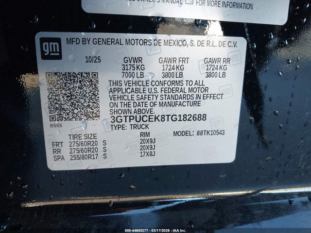 Продажа на аукционе авто 2026 Gmc Sierra 1500 , Short Bed, Elevation, 4wd, vin: 3GTPUCEK8TG182688, номер лота: 44600277