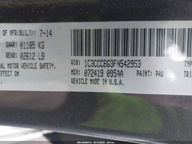 Aukcja sprzedaży 2015 Chrysler 200 S, vin: 1C3CCCBG3FN542953, numer aukcji: 44600313