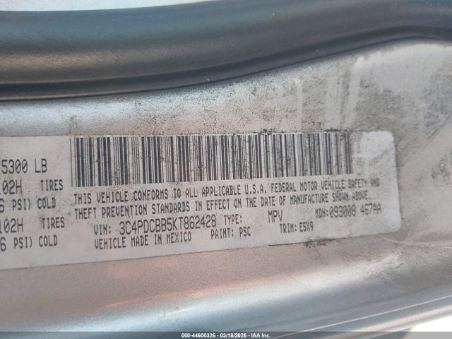 Продажа на аукционе авто 2019 Dodge Journey Se, vin: 3C4PDCBB5KT862428, номер лота: 44600326
