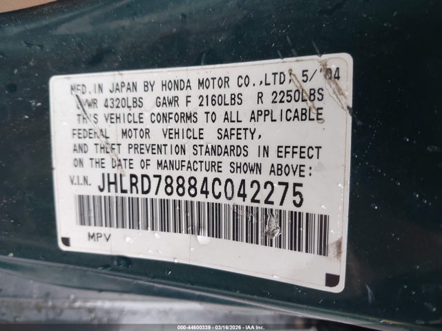 2004 HONDA CR-V JHLRD78884C042275 Photo 8