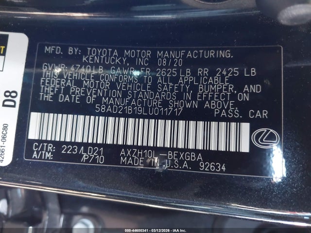 58AD21B19LU011717 Lexus ES 300H