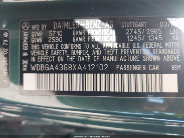 1999 MERCEDES-BENZ S WDBGA43G8XA412102 Photo 8