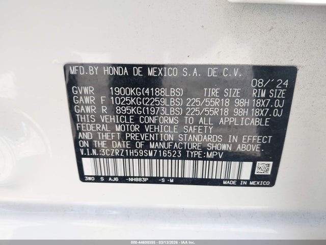3CZRZ1H59SM716523 Honda Hr-v 2wd Sport