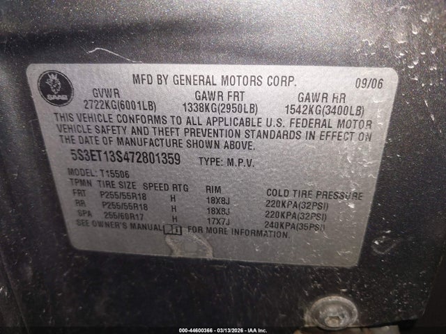 2007 SAAB 9-7X 5S3ET13S472801359 Photo 8