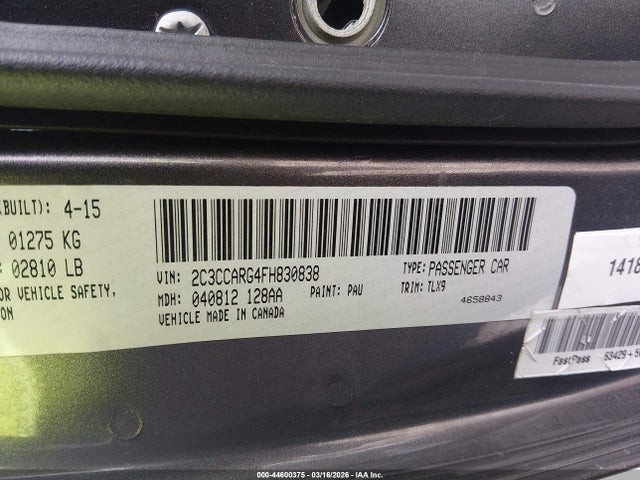 Продаж на аукціоні авто 2015 Chrysler 300 Limited, vin: 2C3CCARG4FH830838, номер лоту: 44600375