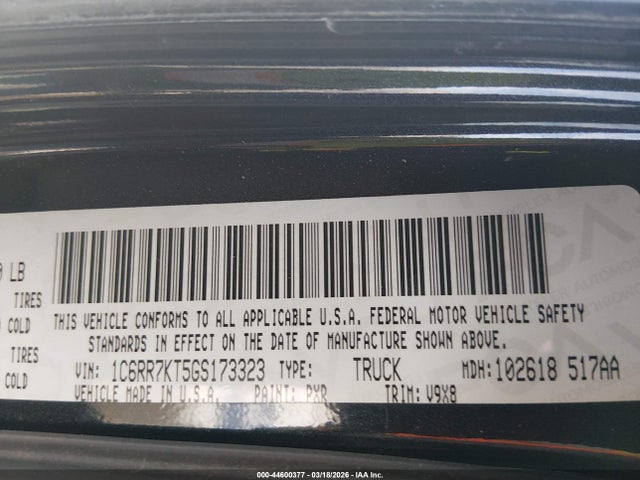 44600377 :رقم المزاد ، 1C6RR7KT5GS173323 vin ، 2016 Ram 1500 Express مزاد بيع