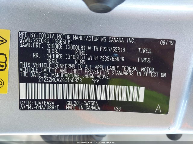 2019 LEXUS RX 350 2T2ZZMCA2KC150978 Photo 8