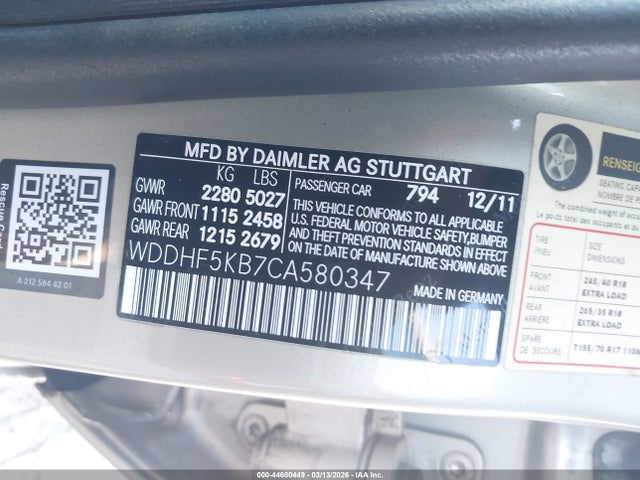 Продаж на аукціоні авто 2012 Mercedes-benz E 350, vin: WDDHF5KB7CA580347, номер лоту: 44600449
