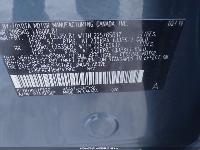 Toyota RAV4 LE 2014 2T3BFREV1EW143803 Image 9