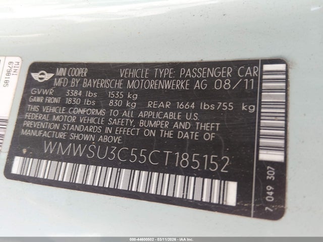 2012 MINI COOPER WMWSU3C55CT185152 Photo 8
