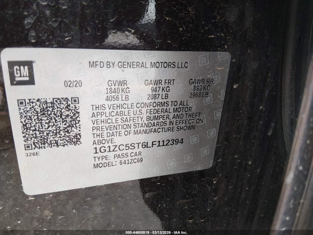 1G1ZC5ST6LF112394 Chevrolet Malibu Fwd 1fl