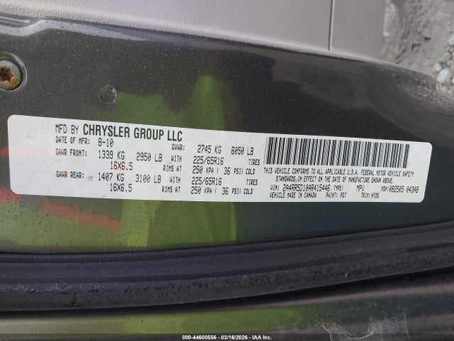 2010 Chrysler Town & Country Touring მანქანა იყიდება აუქციონზე, vin: 2A4RR5D10AR415446, აუქციონის ნომერი: 44600556